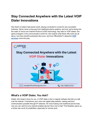 Stay Connected Anywhere with the Latest VOIP Dialer Innovations