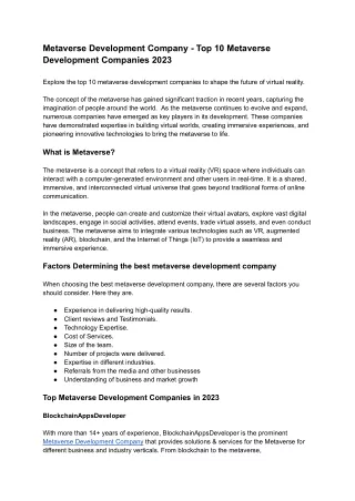 Metaverse Development Company - Top 10 Metaverse Development Companies 2023