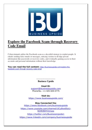 Explore the Facebook Scam through Recovery Code Email