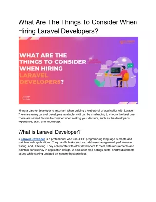 What Are The Things To Consider When Hiring Laravel Developers?