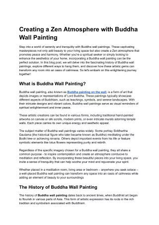 Creating a Zen Atmosphere with Buddha Wall Painting