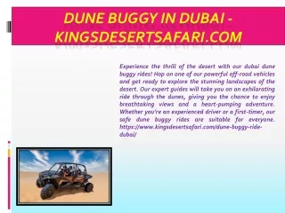 Dune Buggy in Dubai - kingsdesertsafari.com