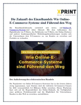 Die Zukunft des Einzelhandels Wie Online-E-Commerce-Systeme sind Führend den Weg