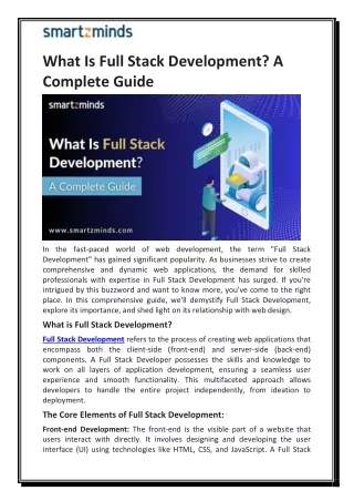 What Is Full Stack Development? A Complete Guide