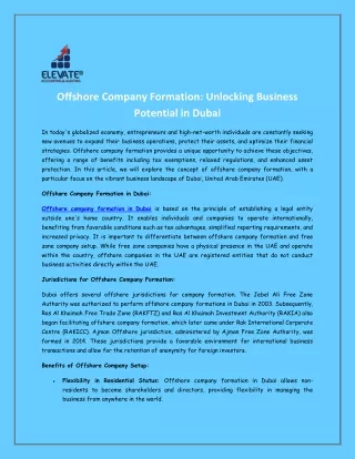 Offshore Company Formation