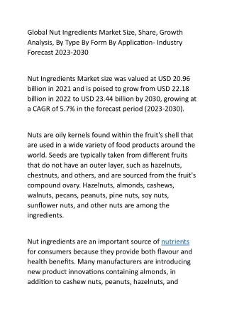 Global Nut Ingredients Market Size