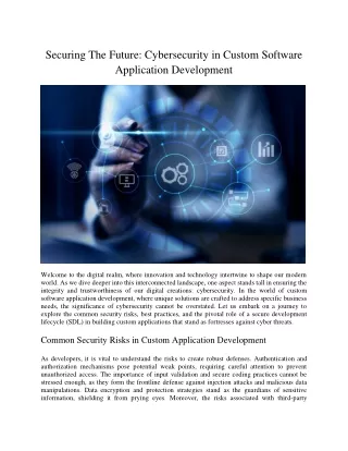 Securing The Future Cybersecurity in Custom Software Application Development