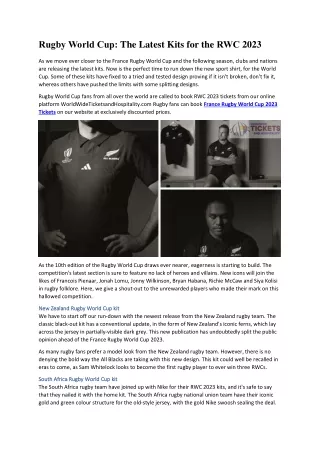 Rugby World Cup: The Latest Kits for the RWC 2023
