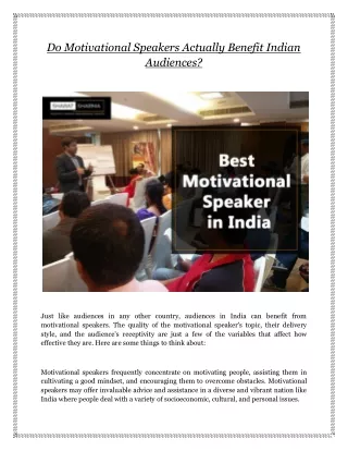 Do Motivational Speakers Actually Benefit Indian Audiences?