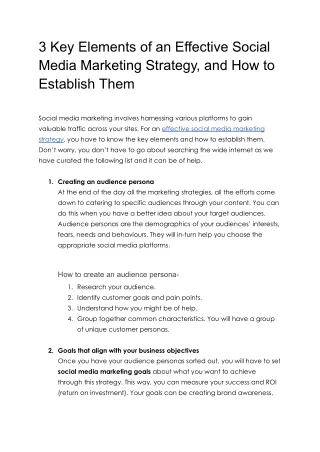 3 Key Elements of an Effective Social Media Marketing Strategy, and How to Establish Them