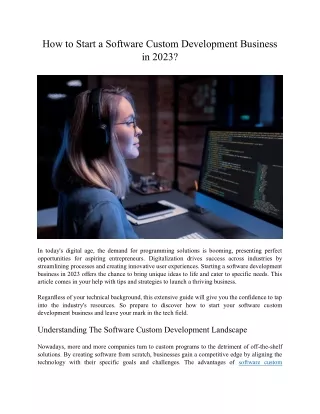 How to Start a Software Custom Development Business in 2023