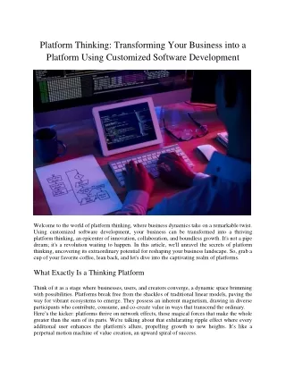 Platform Thinking Transforming Your Business into a Platform Using Customized Software Development