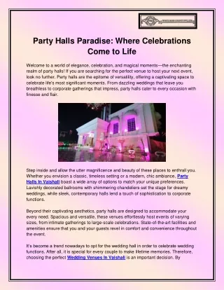 Party Halls In Vaishali