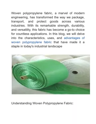 Woven Polypropylene Fabric_ Unveiling the Versatility and Advantages