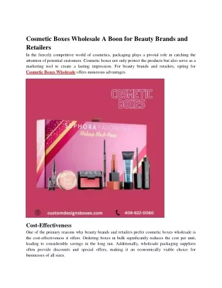 Cosmetic Boxes Wholesale A Boon for Beauty Brands and Retailers