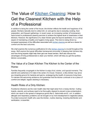 The Value of Kitchen Cleaning - How to Get the Cleanest Kitchen with the Help of a Professional