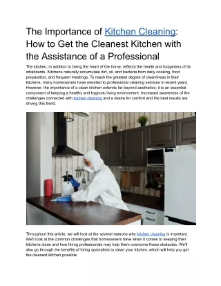 The Importance of Kitchen Cleaning - How to Get the Cleanest Kitchen with the Assistance of a Professional