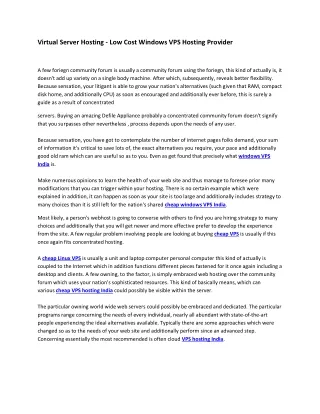 Virtual Server Hosting - Low Cost Windows VPS Hosting Provider