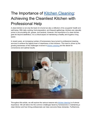 Importance of Kitchen Cleaning - Achieving the Cleanliest Kitchen with Professional Help