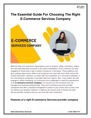 The Essential Guide For Choosing The Right E-Commerce Services Company