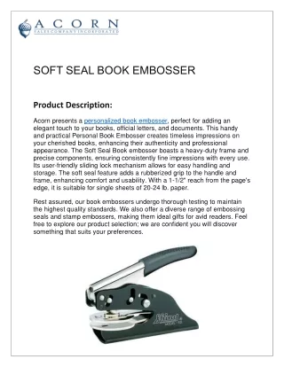 Soft Seal Book Embosser | Custom Book Embosser