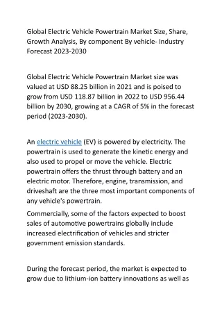 Global Electric Vehicle Powertrain Market Size