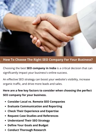 How To Choose The Right SEO Company For Your Business?