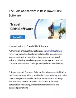 The Role of Analytics in Best Travel CRM Software