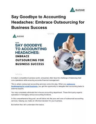 Say Goodbye to Accounting Headaches: Embrace Outsourcing for Business Success