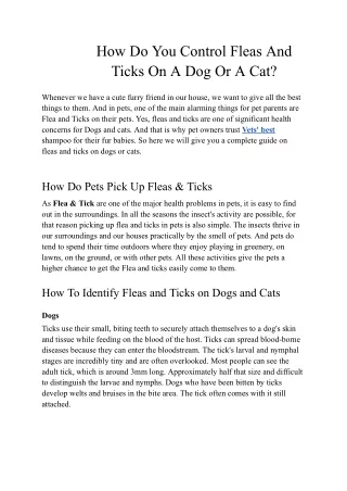 How Do You Control Fleas And Ticks On A Dog Or A Cat