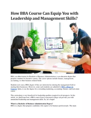 How BBA Course Can Equip You with Leadership and Management Skills?