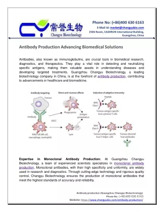 Antibody Production Advancing Biomedical Solutions