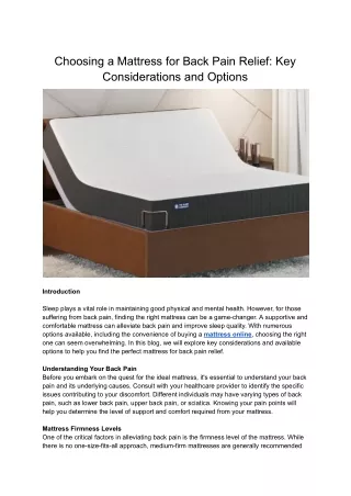 Choosing a Mattress for Back Pain Relief_ Key Considerations and Options