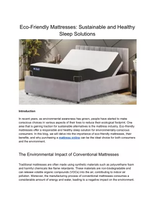 Eco-Friendly Mattresses_ Sustainable and Healthy Sleep Solutions