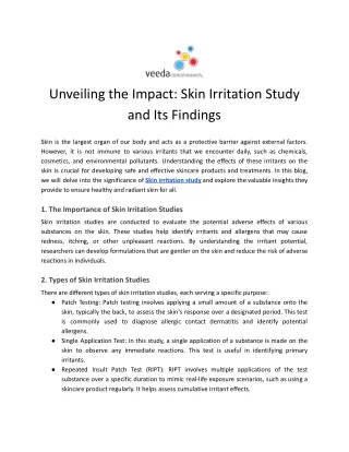 Skin irritation study