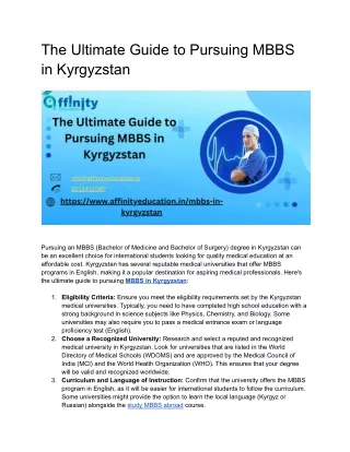 The Ultimate Guide to Pursuing MBBS in Kyrgyzstan