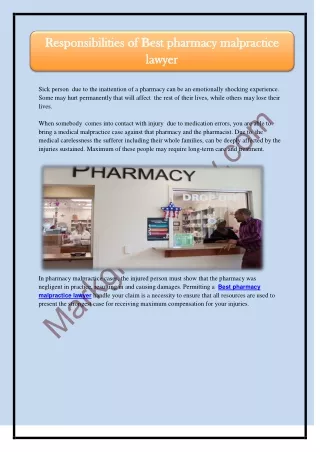 Responsibilities of Best pharmacy malpractice lawyer