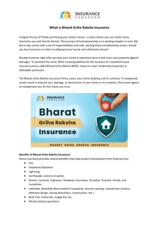 What is Bharat Griha Raksha Insurance - Insurance Samadhan