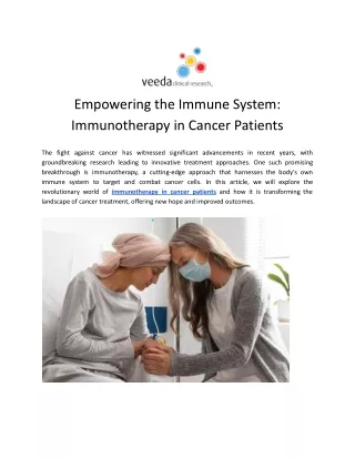 Immunotherapy in cancer patients