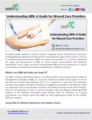 Understanding ABN: A Guide for Wound Care Providers