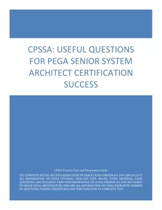 CPSSA: Useful Questions for Pega Senior System Architect Certification Success