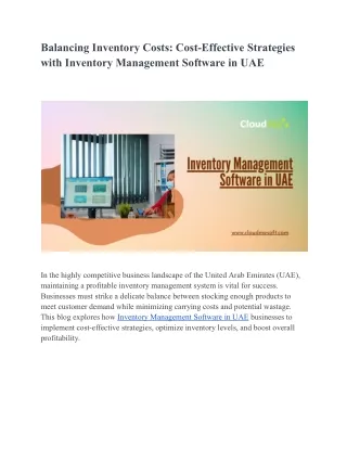 Balancing Inventory Costs_ Cost-Effective Strategies with Inventory Management Software in UAE