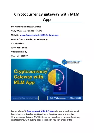 Cryptocurrency gateway with MLM App