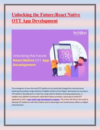 Unlocking the Future-React Native OTT App Development