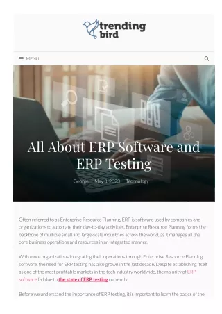 All About ERP Software and ERP Testing
