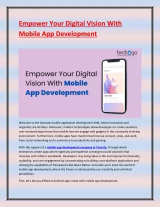 Empower Your Digital Vision With Mobile App Development