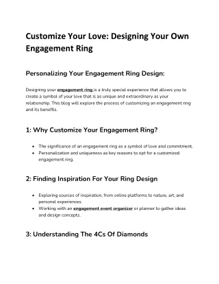 Customize Your Love Designing Your Own Engagement Ring