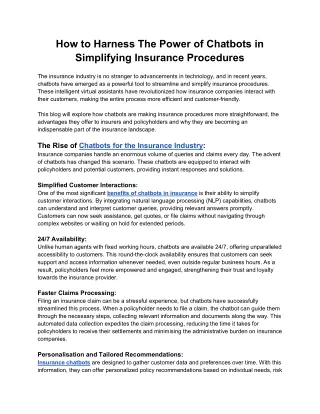 How to Harness The Power of Chatbots in Simplifying Insurance Procedures - Geta Chatbots