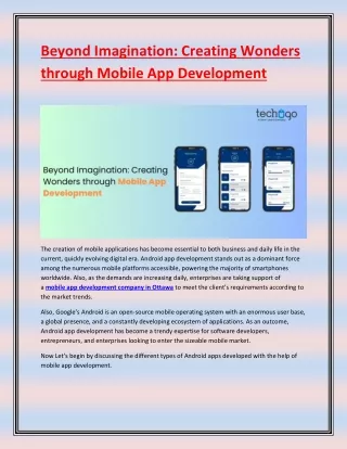 Beyond Imagination-Creating Wonders through Mobile App Development