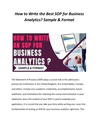 How to Write the Best SOP for Business Analytics? Sample & Format